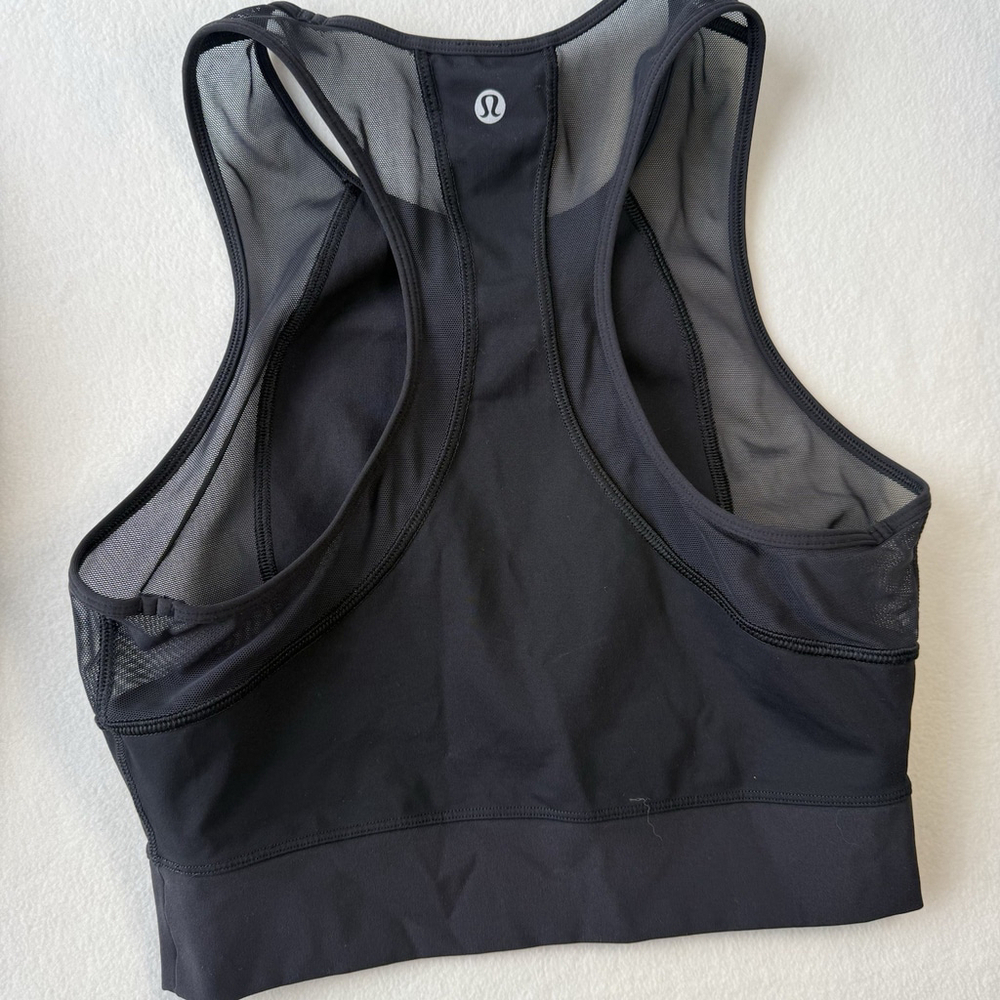 Lululemon Laser Speed Train Tank Top Cropped Black Sleeveless Mesh Size 4 - Picture 4 of 6